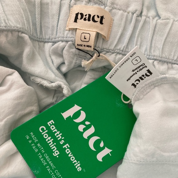 NWT Pact Denim Chambray Paper bag Shorts organic cotton light blue Large L - Picture 11 of 12